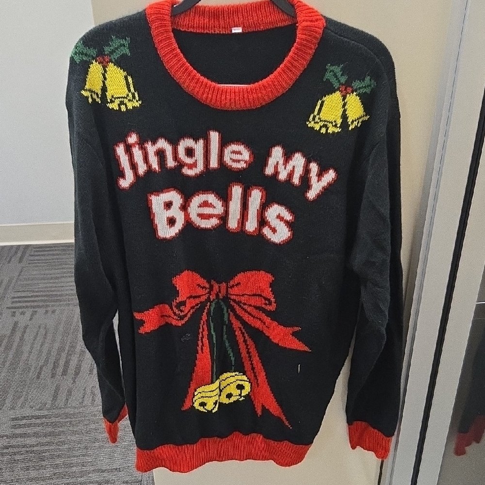 Ugly Christmas Sweater Black and Red Crewneck
